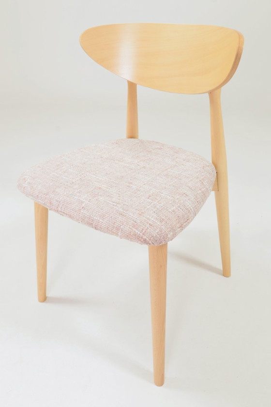 Image 1 of Rose clair Lot de 6 chaises de salle à manger design scandinave en bois naturel
