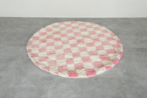 Image 1 of Tappeto rotondo berbero marocchino rosso fatto a mano, 200 cm x 200 cm