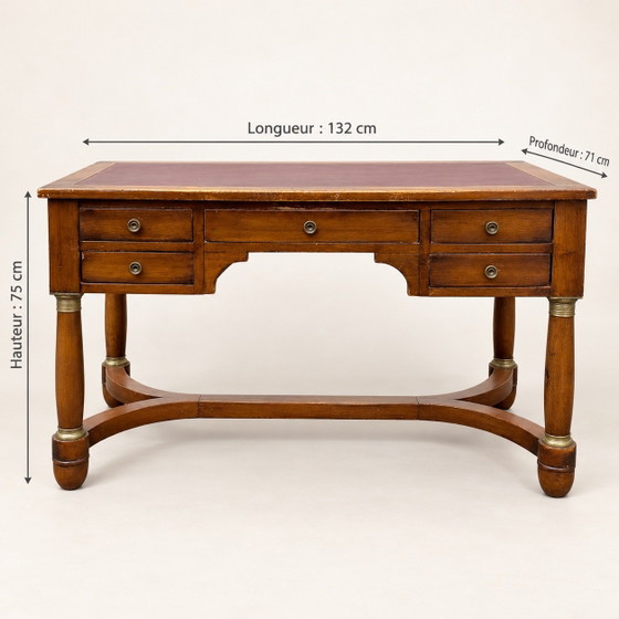 19th Century French Empire Style Mahogany Desk, Leather with Extensions, Wood, Brown (photo 8 of 9)