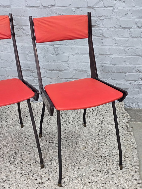 Image 1 of Sedie da pranzo italiane di design di metà secolo, produzione Brianza, set di 6, Italia, fine anni '50