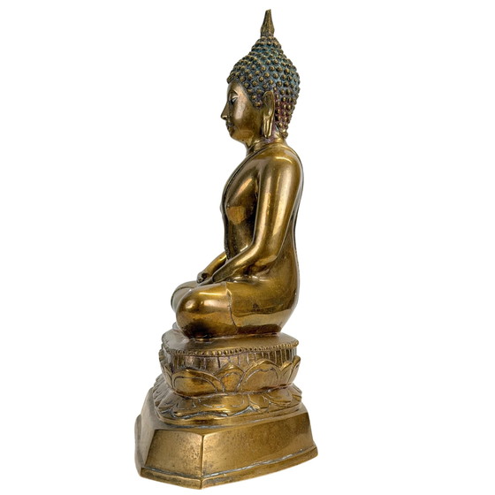 Antieke Thaise Shakyamuni Boeddha met ingelegde ogen - 19e eeuw - 40.5 cm – Beeldhouwkunst (photo 5 of 11)