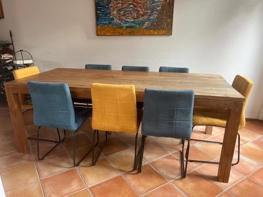 Beautiful, robust solid teak dining table (220 x 99 cm)