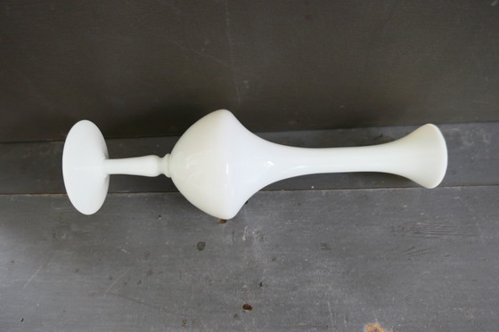 Image 1 of Vintage Opaline Vase White on Foot