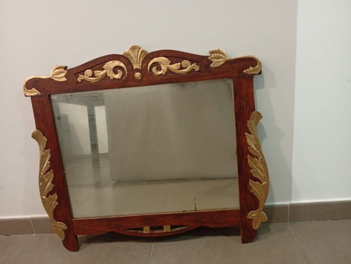 Prachtige originele art nouveau gebeeldhouwde spiegel