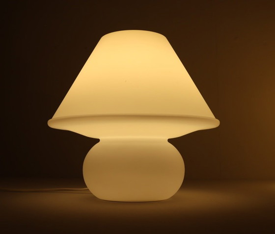 Image 1 of Juego de 2 lámparas seta, vidrio opalino, cristalería Limburg, Alemania, años 70