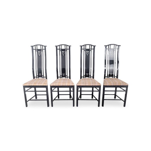 Original 4er Set Giorgetti Stühle Umberto Asnago schwarz Italien