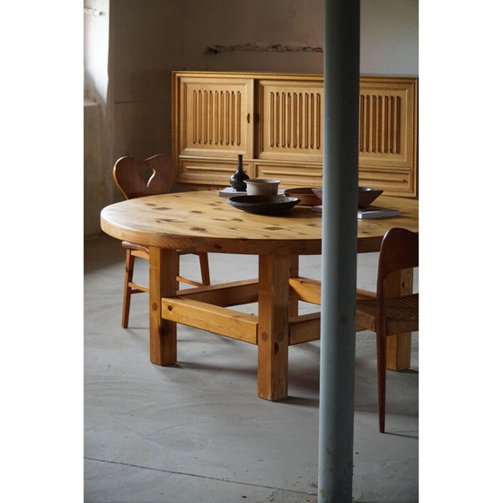 Image 1 of Vintage round dining table in solid pine by Sven Larsson, 1960s