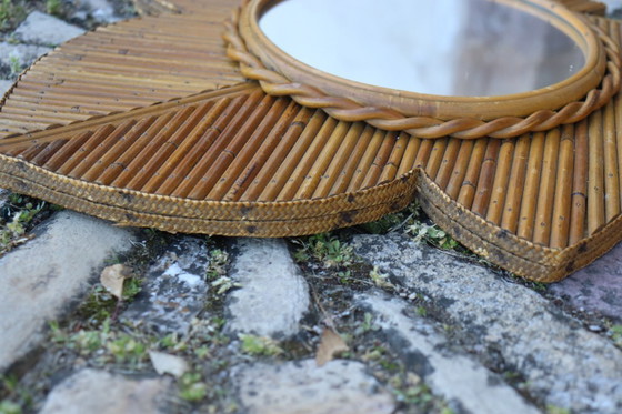 Image 1 of Espejo de ratán de Vivaï del Sud, Italia, 1970