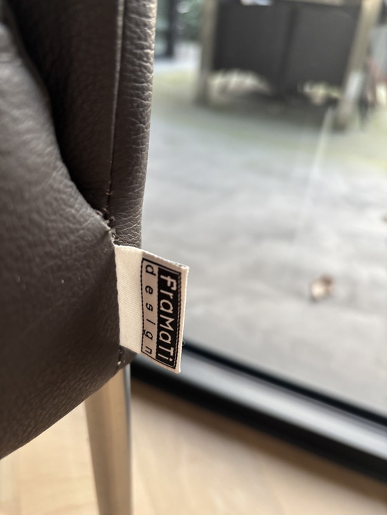 Image 1 of 4 sedie da pranzo in pelle marrone di design Framati