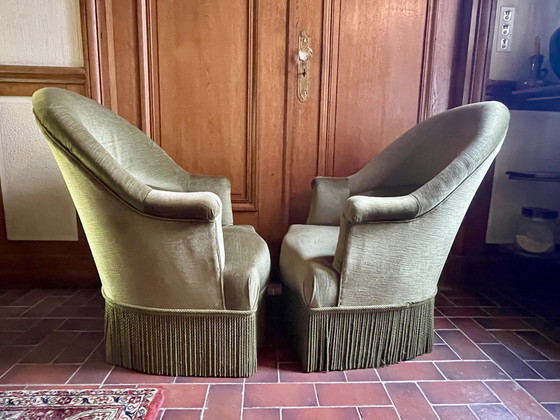 Image 1 of Pair De Fauteuils Crapauds Vintage