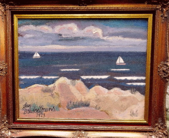 Image 1 of Jean Brusselmans ''Paesaggio marino olio su tela