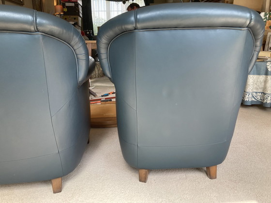 Image 1 of 3x canapé en cuir bleu