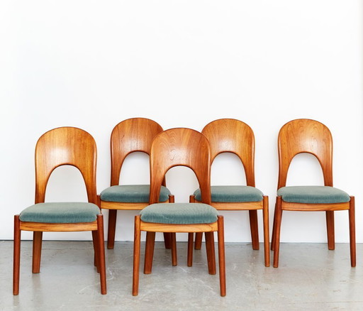 Morten Esszimmerstühle aus Teakholz von Niels Kofoed für Kofoed Møbelfabrik, Dänemark, 1960er Jahre, 5er-Set