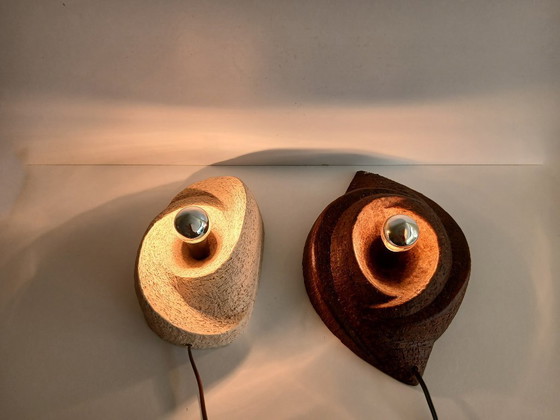 Image 1 of Keramieken Brutalist wandlampen van Chamotte Klei 