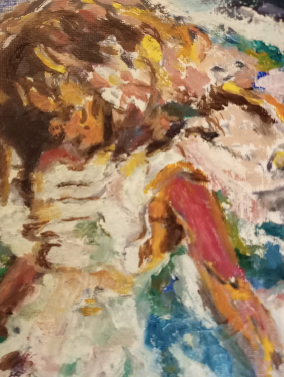 Image 1 of T. van Steenbergen "Beachgirl" 24 x 30 cm