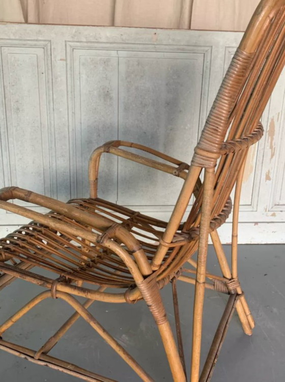 Fauteuil Vintage en Rotin, 1950s – Rattan (photo 3 of 5)