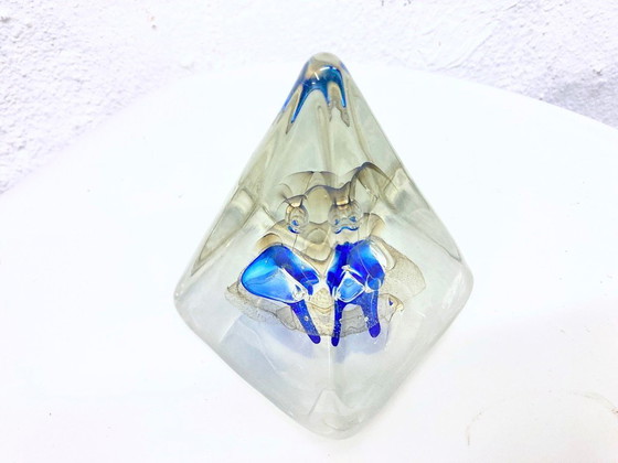 Image 1 of Signed glass paperweight by Pavel Molnar, pyramid shape, 1970s/80s
