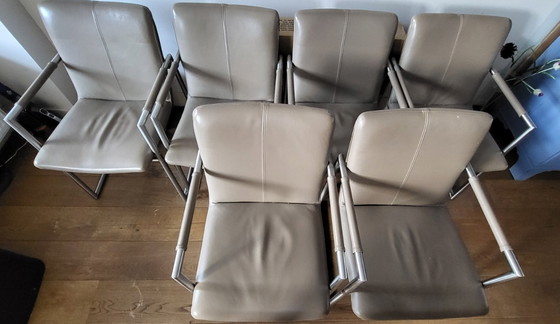 Image 1 of Set aus 6 originalen Habufa Catania Esszimmerstühlen aus Rindsleder