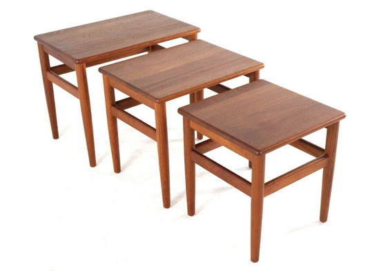 Set of 3 Danish Nesting Tables Side Tables Solid Teak Vintage Restored – Wood (photo 4 of 19)