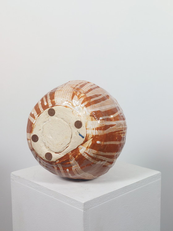 Image 1 of Vase vintage en céramique à glaçure coulée, œuvre d'artiste