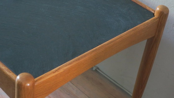 Image 1 of Salontafel van massief eikenhout en leisteen uit het midden van de 20e eeuw, ontworpen door Eric Merthen, Zweden, jaren 60.