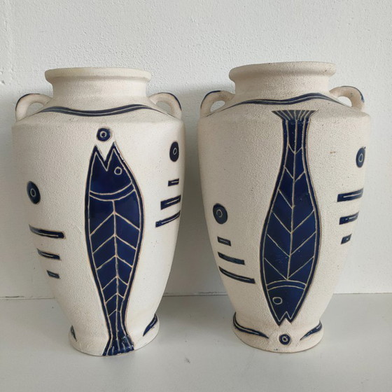 Image 1 of Unieke set aardewerk kruiken vazen (griekse stijl)