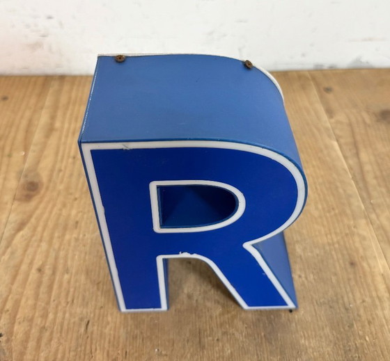 Image 1 of Vintage Blue Plastic Illuminated Letter R, 1970s
