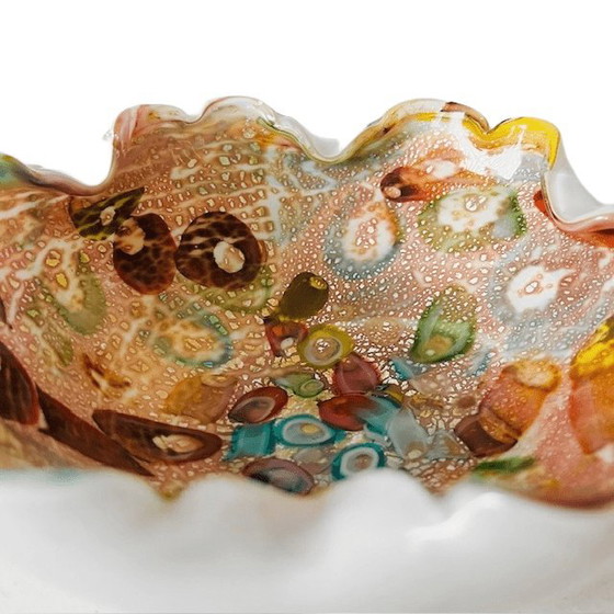 Image 1 of Vintage Murano Glasschale weiß Tutti Frutti 1960er Jahre
