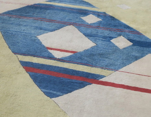 Bauhaus Hand-Knotted Rug with All-natural Colours, 1970s