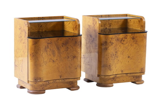 Juego de 2 mesitas de noche, UP Závody, años 50, Checoslovaquia