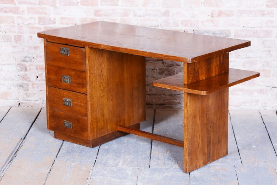 Restored Art Deco Writing Desk, J. Halabala, UP Zavody, Oak, Beech, Czech, 1930s – Jindřich Halabala, Wood (photo 5 of 12)