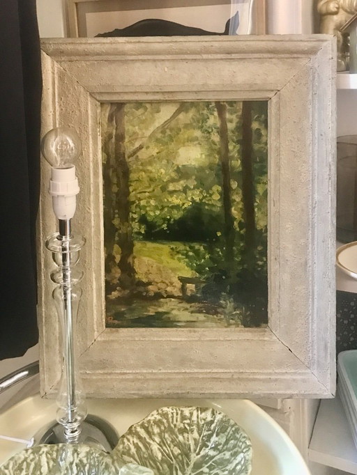 Painting on oil under wood