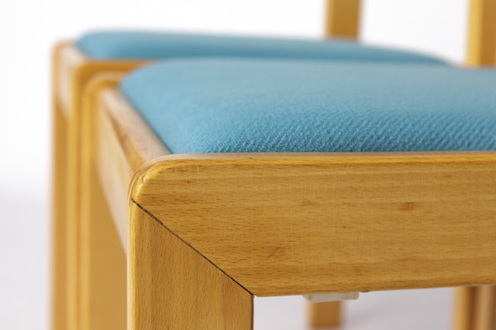 Image 1 of Set di 6 sedie impilabili vintage Flötotto - Design tedesco anni '70, legno di faggio, rivestimento verde