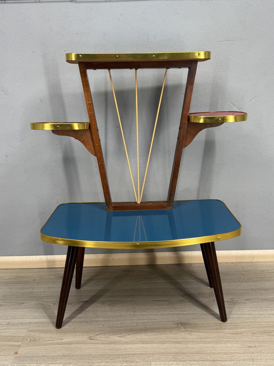 Image 1 of Vintage Formica Mid-Century Plantentafel met Space Age vibes