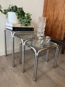 Mimi set of 3 Side tables glass and chrome