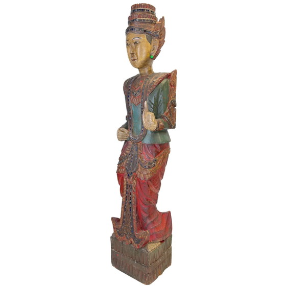 Standing Burmese Nat Spirit Deva – Mandalay Style Myanmar ca. 1930–1950 – Sculpture (photo 6 of 10)