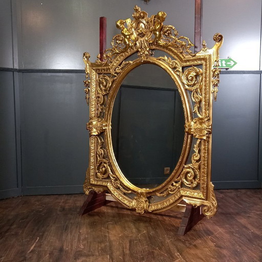 Üppig gestalteter Vintage Spiegel im Louis XV Stil