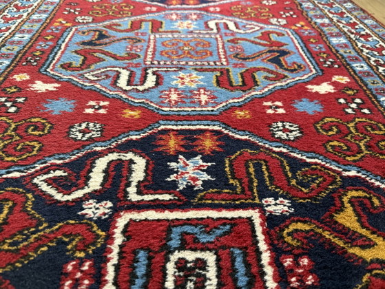 Image 1 of Chemin de table Kazak vintage noué à la main – 414 × 98 cm – années 1970