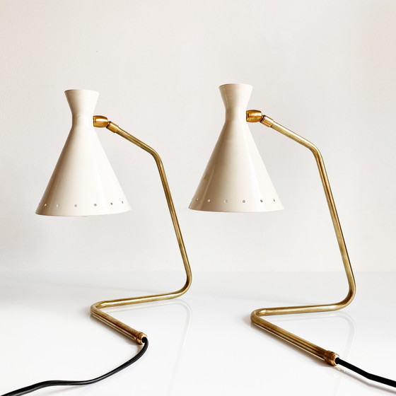 Image 1 of Paar Witte 50's Design Cocotte Lampen