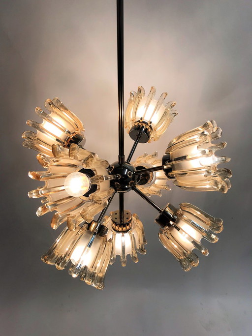 Lustre Sputnik à tulipes massives en verre