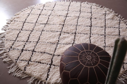 Handmade Moroccan Round rug 200cm - Beni ourain rug- custom round rug - Berber circle rug - custom round carpet - free shipping 