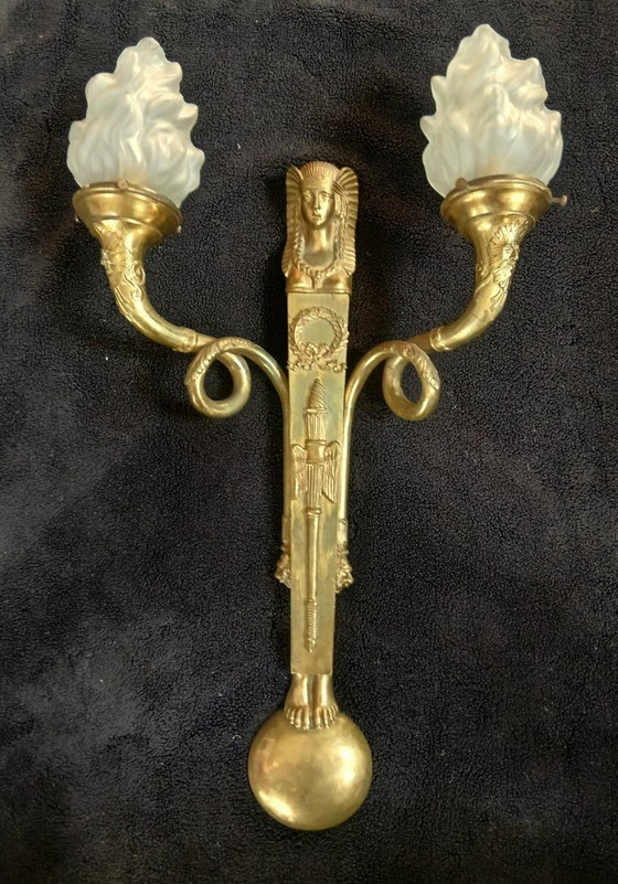 Rara Applique 1° Impero Bronzo Massiccio Sfinge Egizia – Bronze, Glass (photo 10 of 16)
