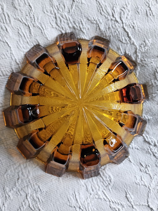 Glass Bowl/Fruit Bowl on 4 Feet - Art Deco - Stölzle Hermanova Hut