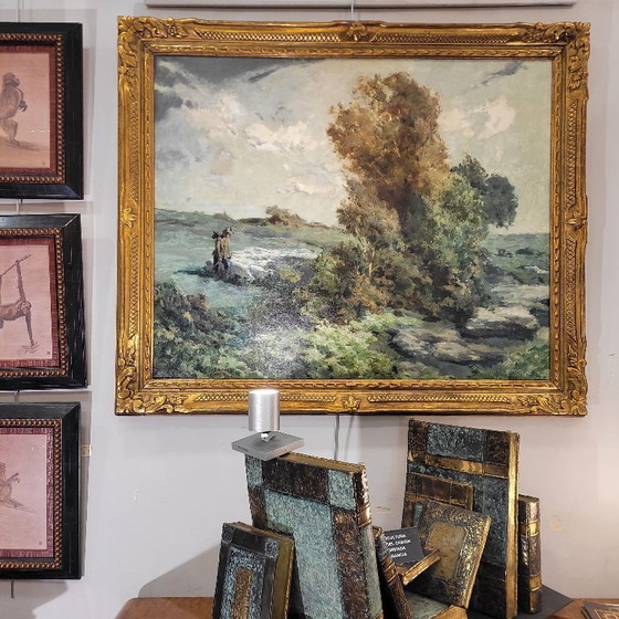 Image 1 of “Paesaggio con pastore” Ricard Arenys Galdón, XX secolo – Catalogna, Spagna