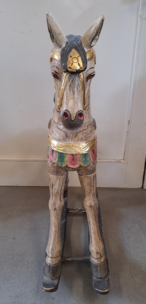Cavallo a dondolo antico intagliato a mano – Oggetti decorativi, Wood (photo 5 of 6)