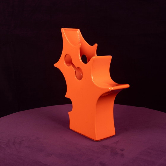 Abstract Oranje Keramische Sculpturale Vaas, Postmodern Space Age, Italië, 1980 – Vazen, Ceramic (photo 8 of 19)