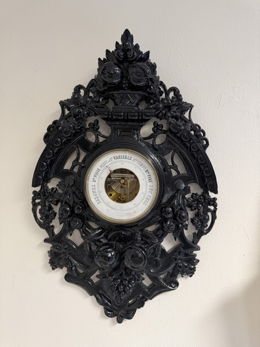 Schwarzes Barometer – wanddecoratie, Glass, Wood