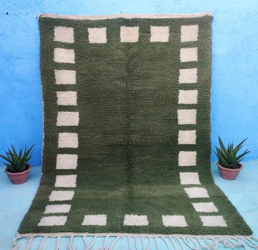 Handgemaakt vloerkleed van puur wol, groen en wit, 1,5/2,5 m – Aime Té, vloerkleden en tapijten, Wool