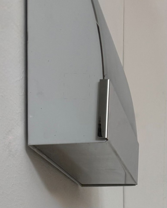 Image 1 of Coppia di applique vintage, metallo cromato e vetro satinato, Francia, 1980