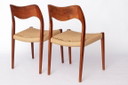 Paar Niels Otto Møller Model 71 teakhouten eetkamerstoelen, jaren 50 | Deens Mid-Century Modern, stoelen met papieren koord, vin